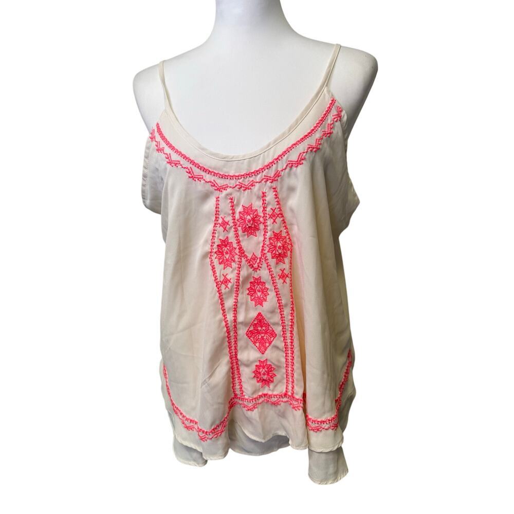 Bongo y2k cream and pink tank top womens xl